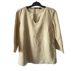 100% Irish Linen 3/4 Sleeve Pullover Top by E.col.o.gie Size 8